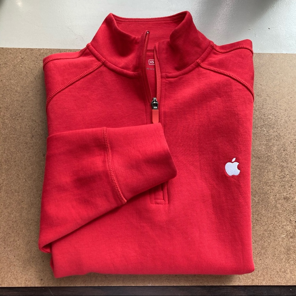 Apple Women's Red Half-Zip Sweatshirt with White Apple Logo
